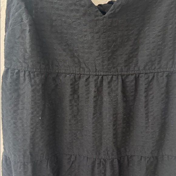 Old Navy Fit & Flare Black Midi Dress Seersucker Tie Back Small - Picture 4 of 7